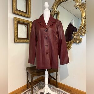 Vintage 90s 00s Y2K Red Leather Blazer Jacket